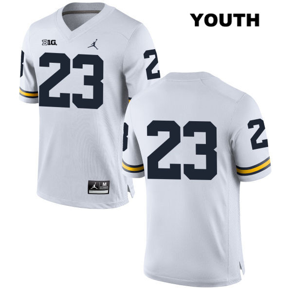 Youth NCAA Michigan Wolverines Tyree Kinnel #23 No Name White Jordan Brand Authentic Stitched Football College Jersey JB25M41DY